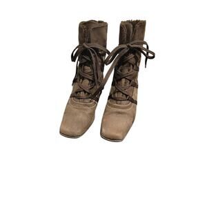 Sesto Meucci Suede Lace Up Ankle Boots Chocolate Brown - Size 8
